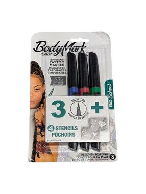Bic BodyMark Old School Temporary Tattoo Marker Skin Safe Red Blue Green 3 Pack